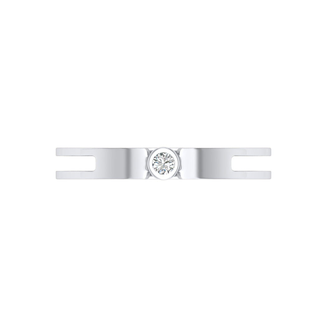 Wedding Band 14K Solid Gold 0.03Ct Bezel Set Diamond Engagement Rings Jewelry
