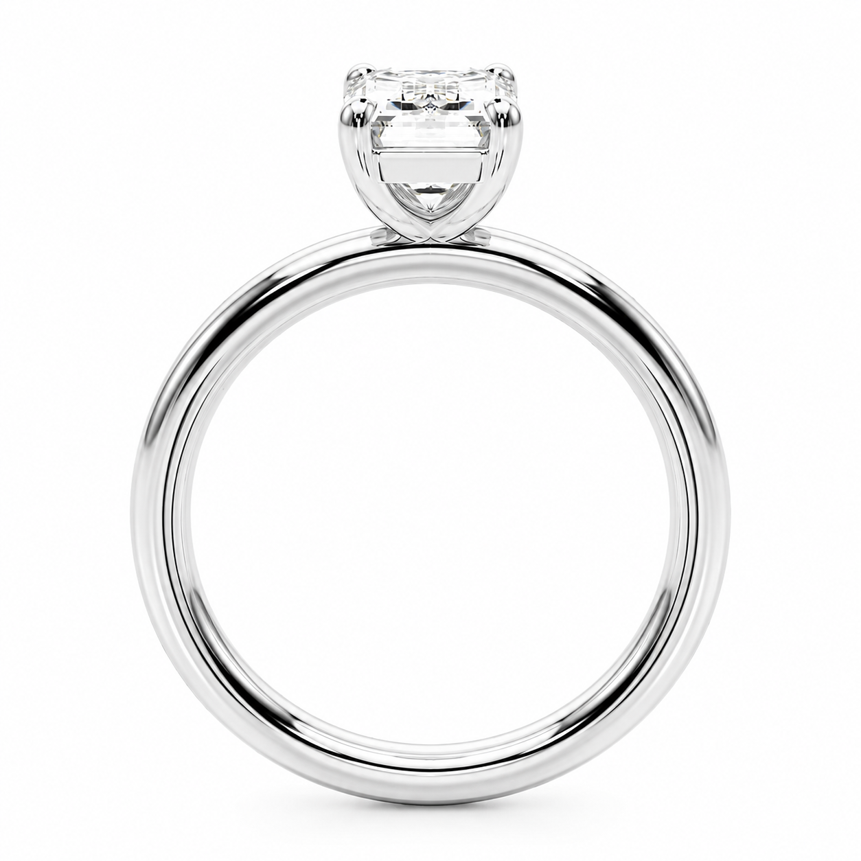 Engagement Ring 0.50Ct Emerald Diamond Solitare Ring In 14K White Gold