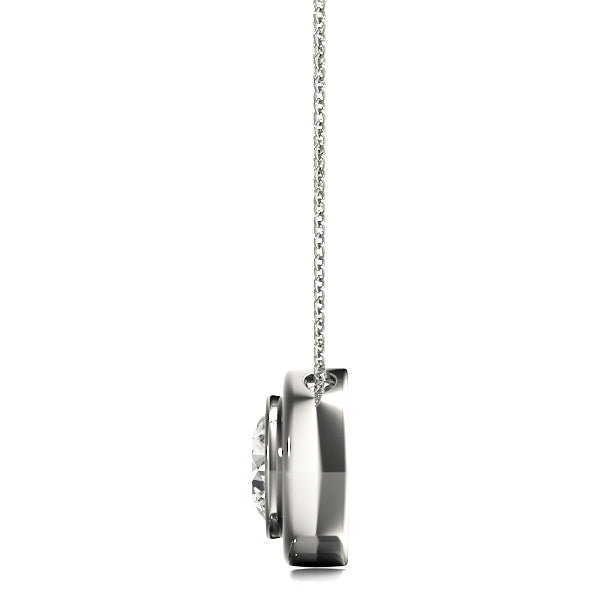 0.50Ct Bezel Set Diamond Pendant Necklace In 14K Solid Gold