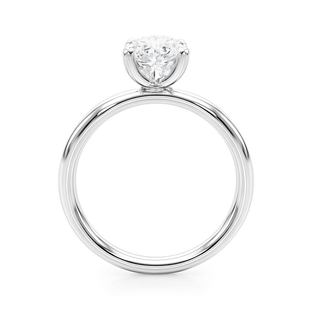 Elegant Pear-Cut Solitaire Diamond Ring in White Gold – Classic 5-Prong Setting