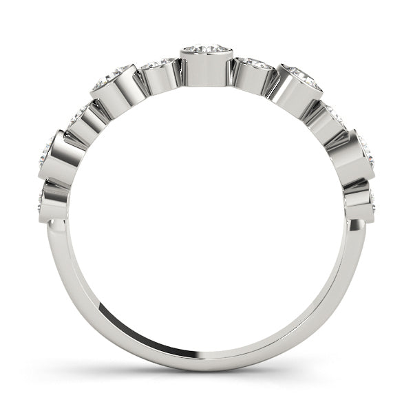 Wedding Stackable Band 1/2Ct Bezel Set Diamond 14K Solid Gold Women Jewelry