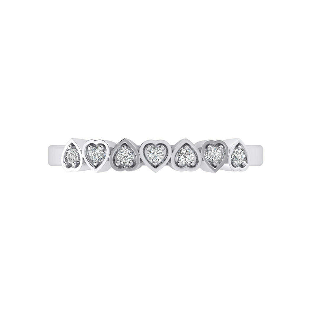 0.07Ct Diamond 14K Solid Gold Heart Shape Wedding Band Women Jewelry