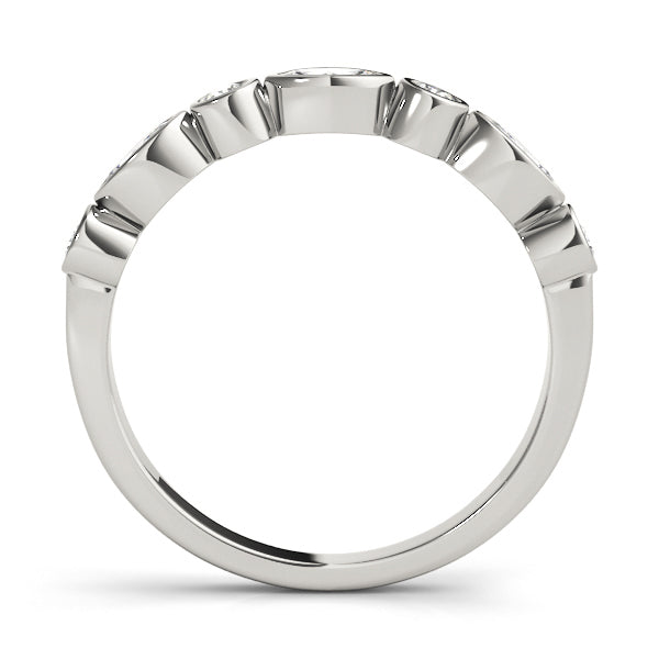 0.35Ct Marquise Round Bezel Set Wedding Band in 14K White/ Rose & Yellow Gold