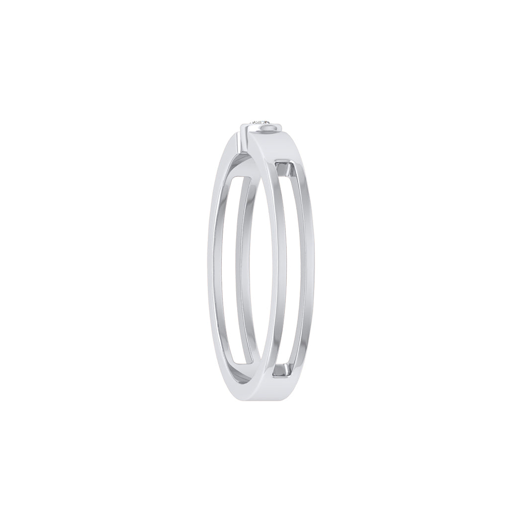 Wedding Band 14K Solid Gold 0.03Ct Bezel Set Diamond Engagement Rings Jewelry