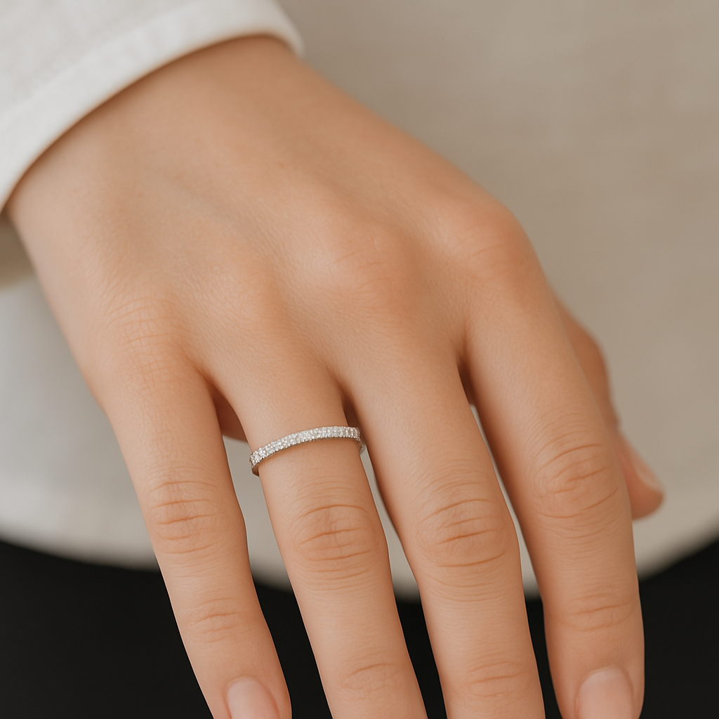 0.07 Ct Diamond 14K Gold Wedding Band Women Jewelry