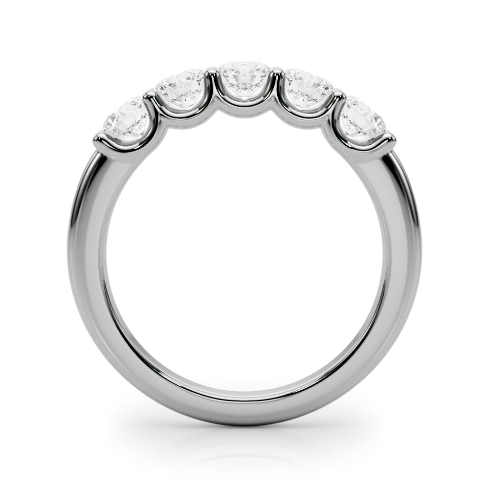 1/2 Ct Classic 5-Stone FG/VVS1 Diamond Band Ring in 14K White/Rose & Yellow Gold