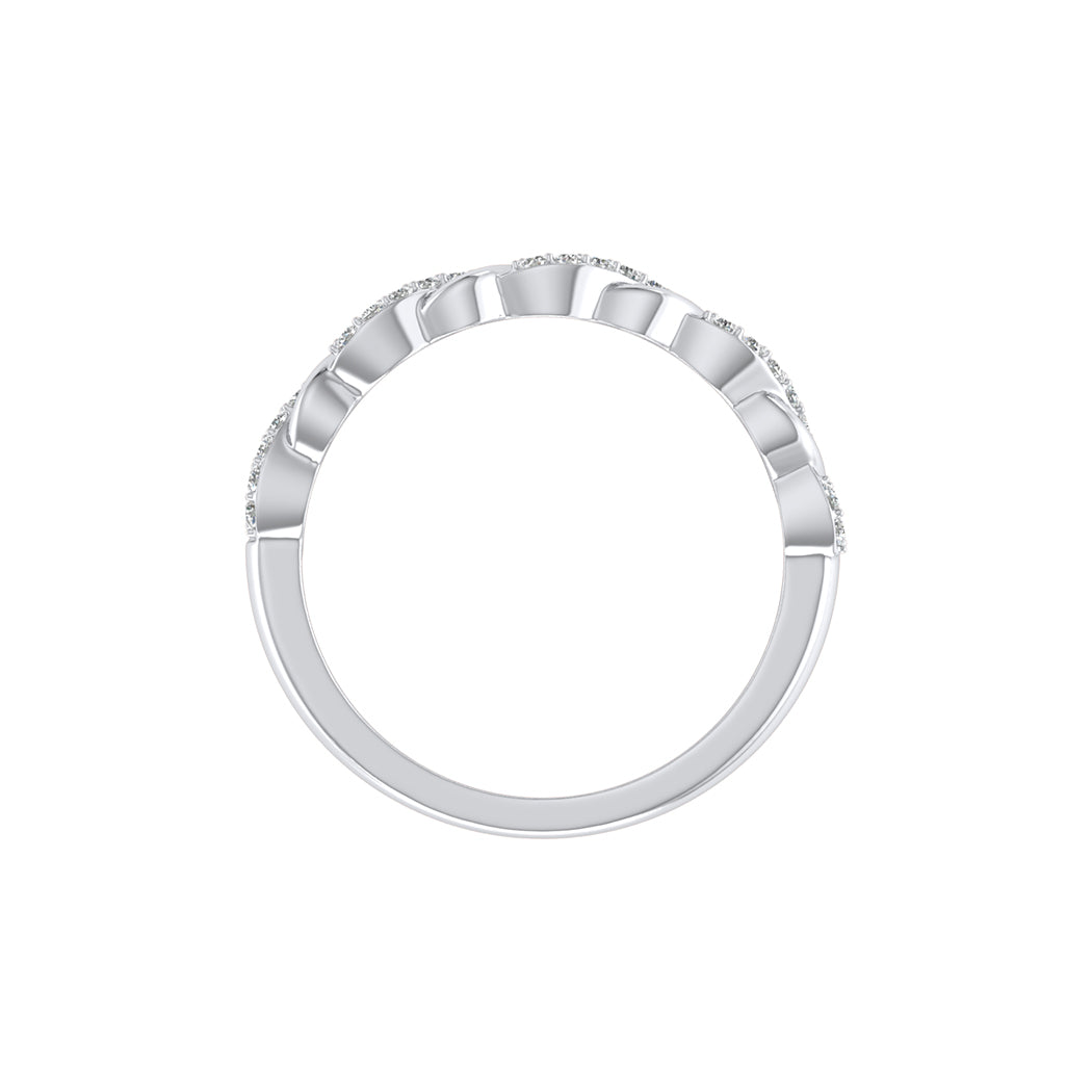 0.11Ct Diamond Twisted Infinity Ring in 14K Solid Gold for Women