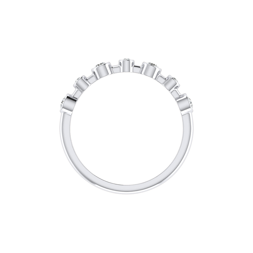 0.17Ct Bezel Set Diamond 14K Gold Wedding Band Women Jewelry