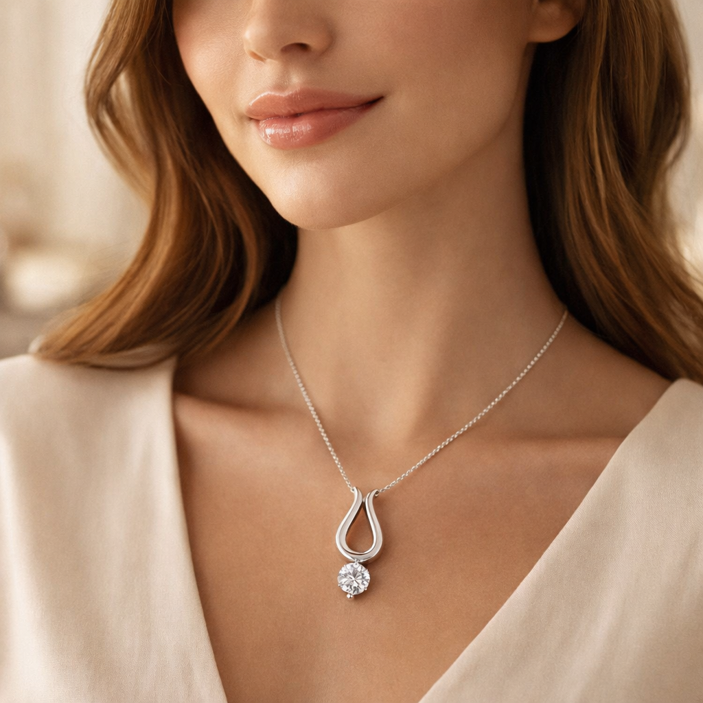 Necklace Chain Pendant 0.25 CT Brilliant Diamond 10K Solid Gold Silver Chain
