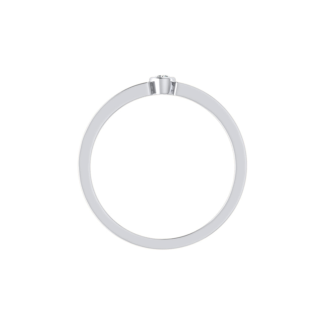 Wedding Band 14K Solid Gold 0.03Ct Bezel Set Diamond Engagement Rings Jewelry