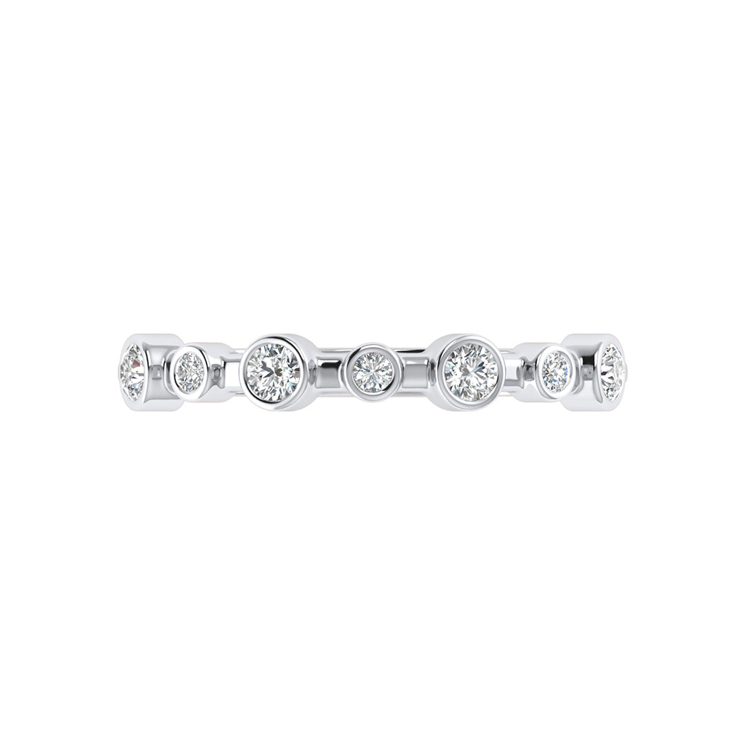0.17Ct Bezel Set Diamond 14K Gold Wedding Band Women Jewelry