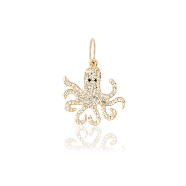 0.20 Ct Natural Black And White Diamond Necklace Pendant In 14K Yellow Solid Gold