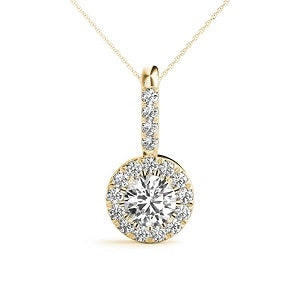 1/4 Ct Halo Diamond 10K Rose/ White & Yellow Gold FG/VVS1 Diamond Pendant With 18" Box Chain