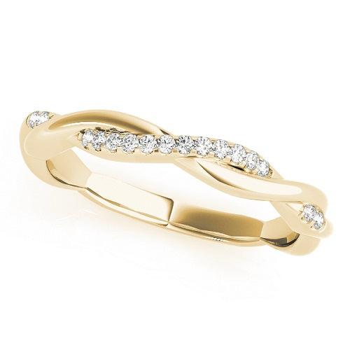 0.10 Carat Round Diamond Twisted Wedding Band In 10K Yellow Solid Gold