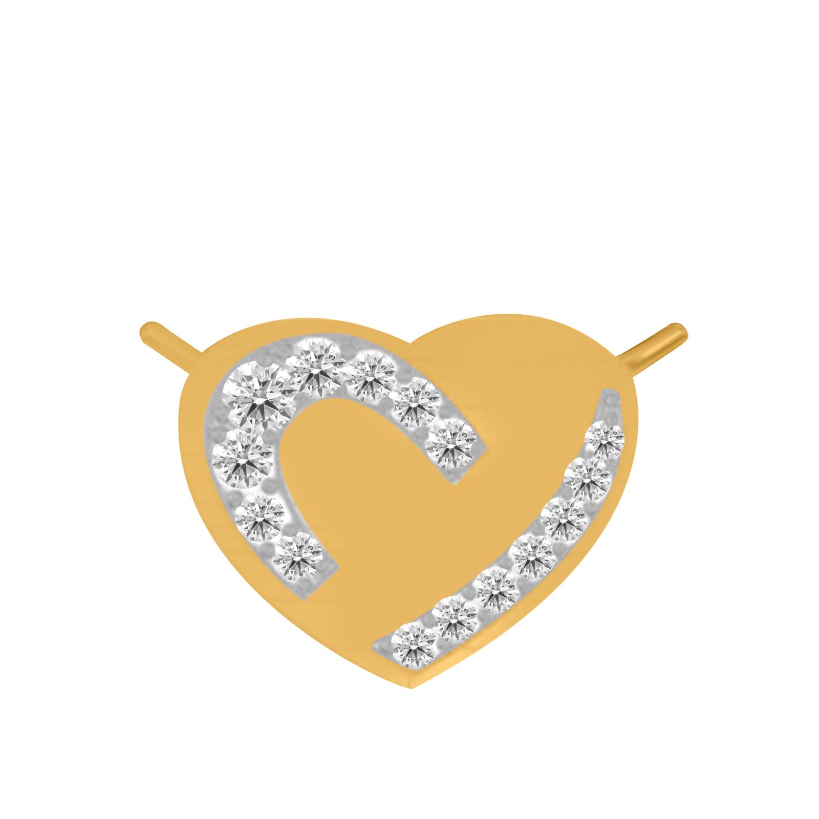 10K White Rose & Yellow Gold 0.11 Carat Natural Diamond Heart Shape Necklace Pendnat