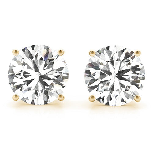 0.20 Carat Round Diamond Prong Set Stud Earrings In 14K White & Yellow Gold
