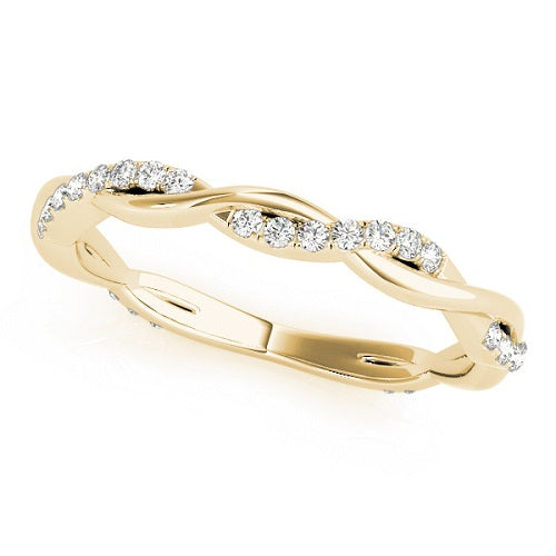 Wedding Band 0.20 Carat Round Diamond Twisted Shank In 10K Solid Yellow Gold Jewelry