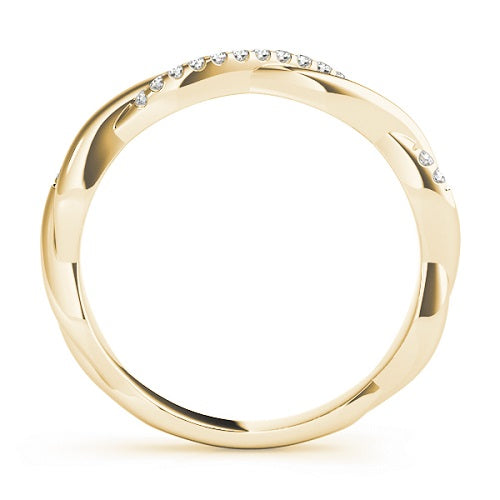 0.10 Carat Round Diamond Twisted Wedding Band In 10K Yellow Solid Gold