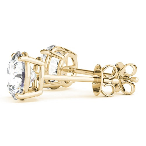 0.20 Carat Round Diamond Prong Set Stud Earrings In 14K White & Yellow Gold