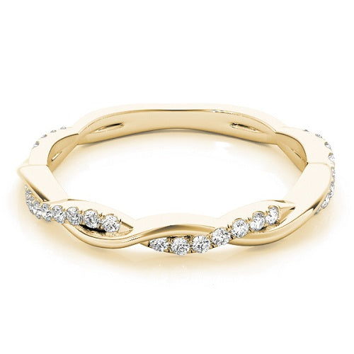 Wedding Band 0.20 Carat Round Diamond Twisted Shank In 10K Solid Yellow Gold Jewelry