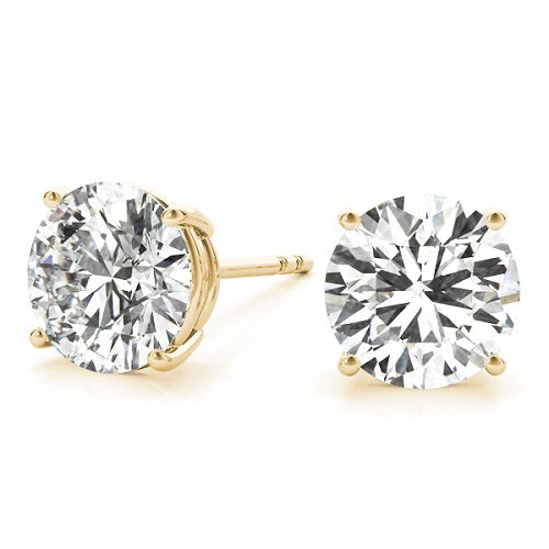 0.20 Carat Round Diamond Prong Set Stud Earrings In 14K White & Yellow Gold