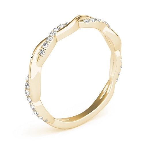 Wedding Band 0.20 Carat Round Diamond Twisted Shank In 10K Solid Yellow Gold Jewelry