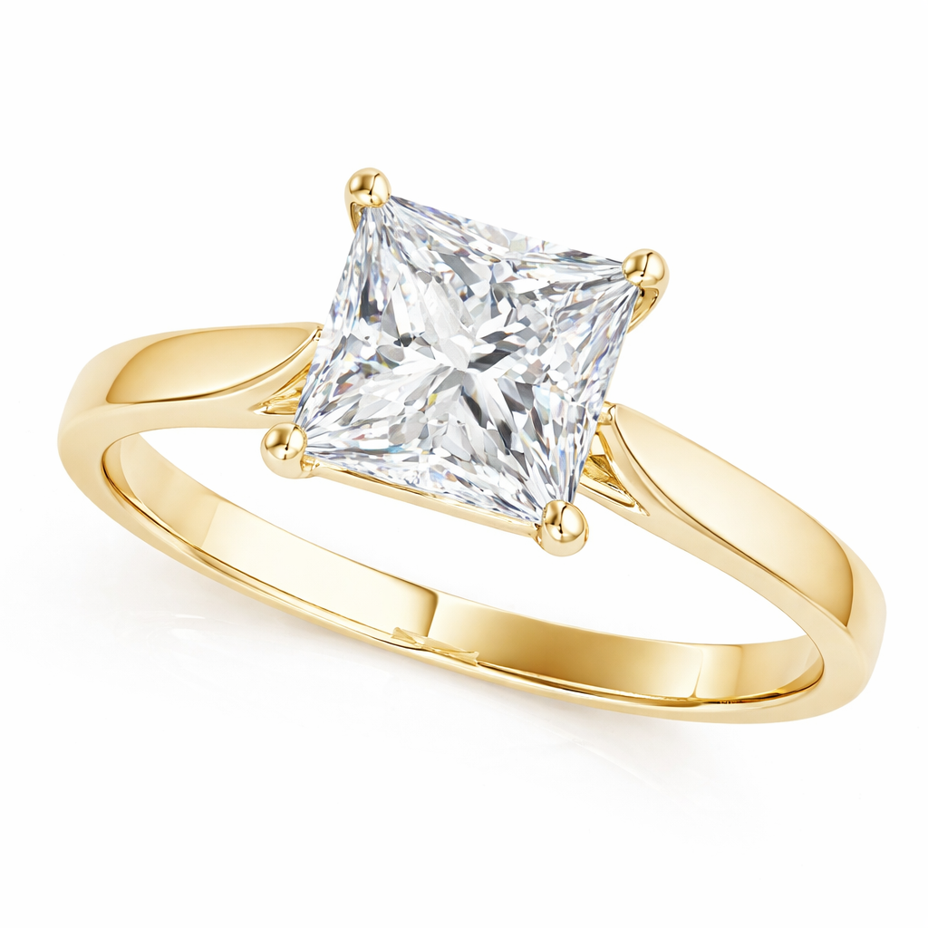 Solitaire Ring 0.75 Ct Diamond FG/VVS1 Princess 14K White Gold Engagement Rings