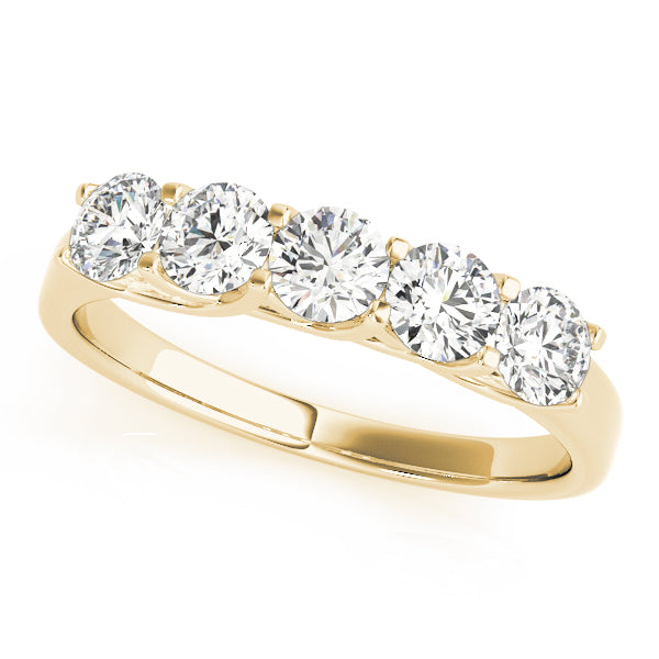 1.00ct Five Stone Wedding Band In 14K Gold