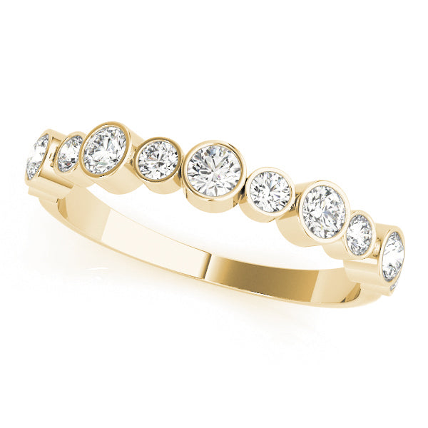 Wedding Stackable Band 1/2Ct Bezel Set Diamond 14K Solid Gold Women Jewelry