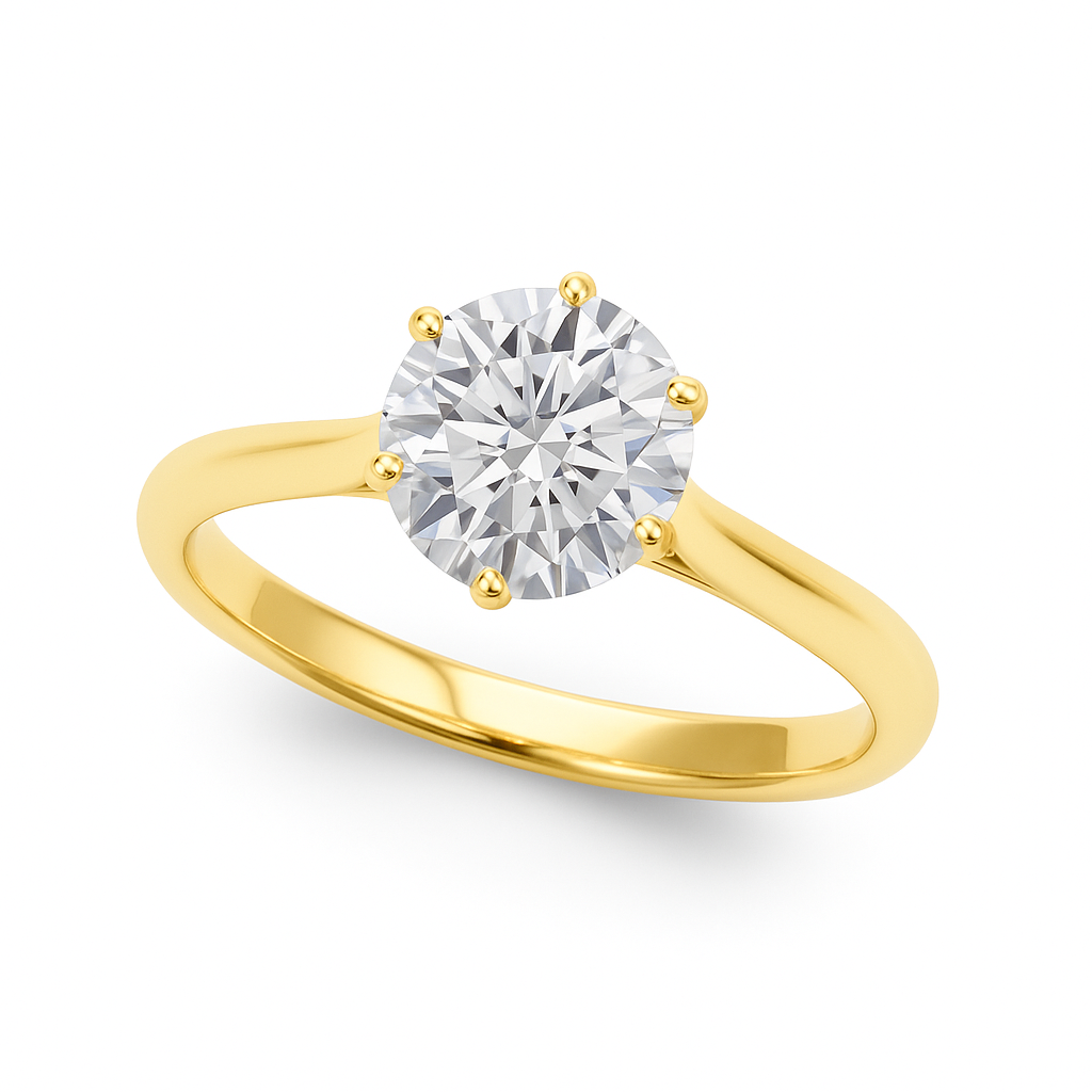 0.33 Ct Round Lab Grown Diamond Solitaire Ring in 14K Gold – Classic 6-Prong Setting