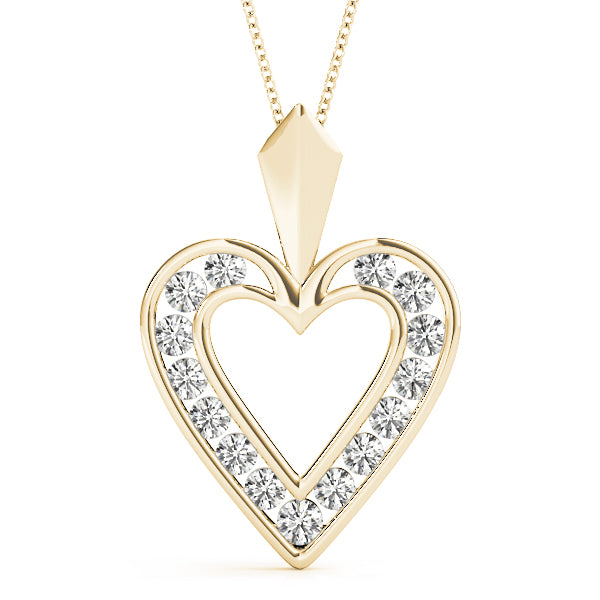 1/4 Ct Diamond Heart Pendant Necklace With Chain In 14K Gold