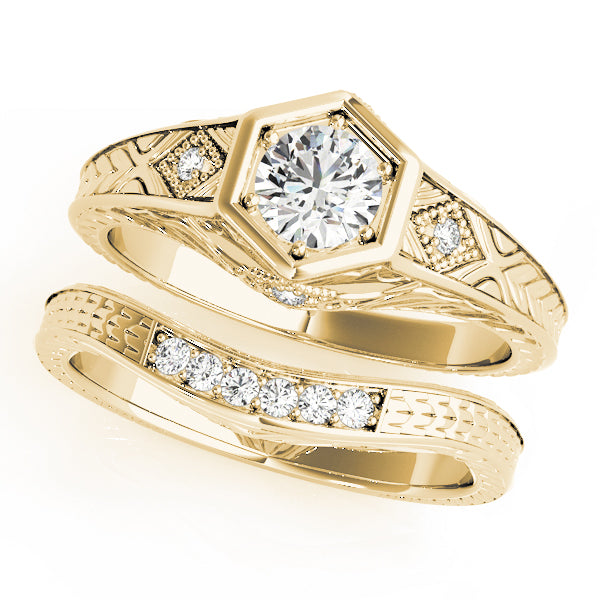 0.50 Ct Diamond Bridal Set Engagement Wedding Band In 14K Gold