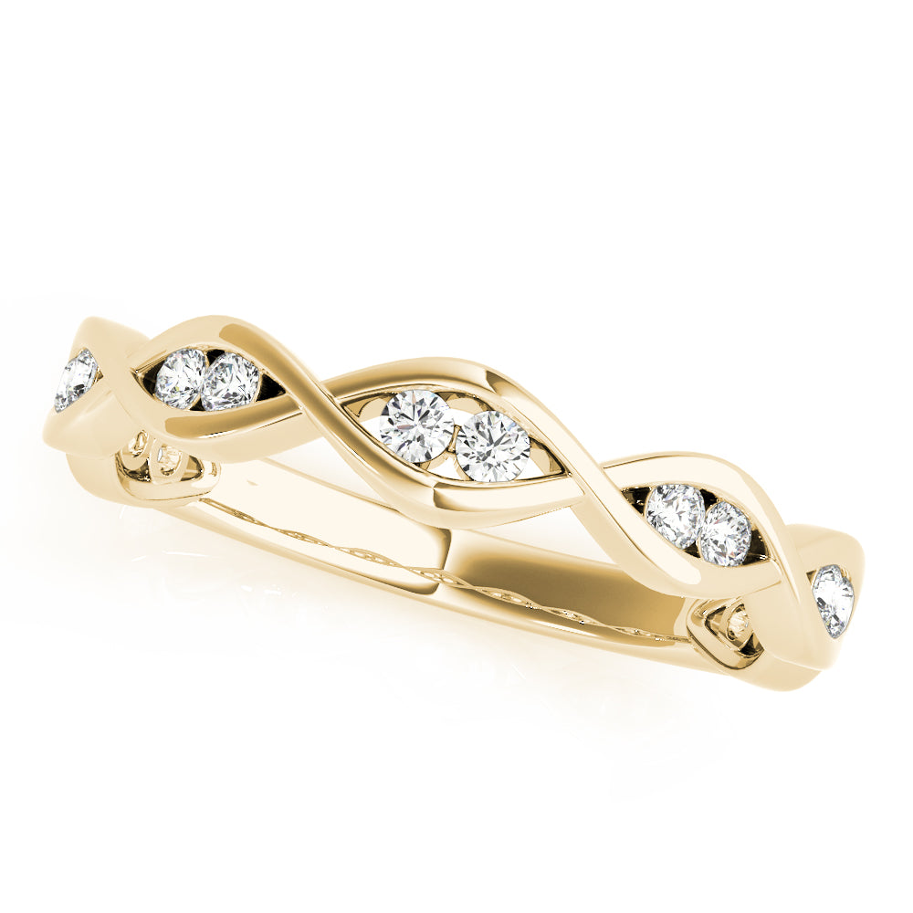Wedding Band 0.21 Ct Diamond TWISTED Ring In 14K Gold