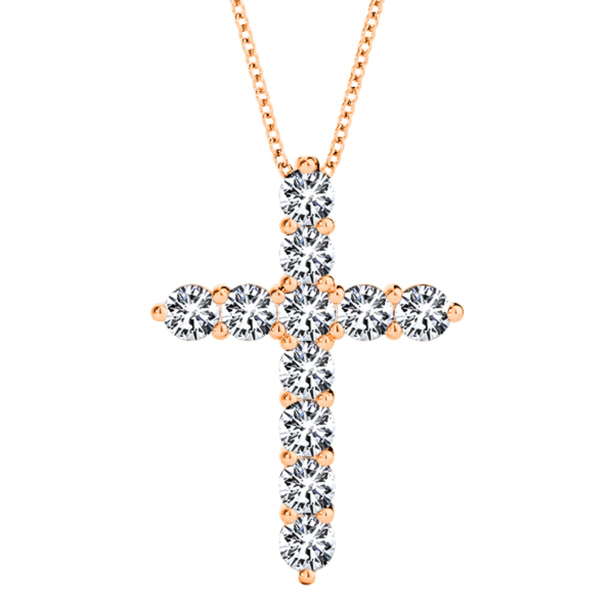0.11CT Diamond Cross Pendant In 14K Gold With Box Chain