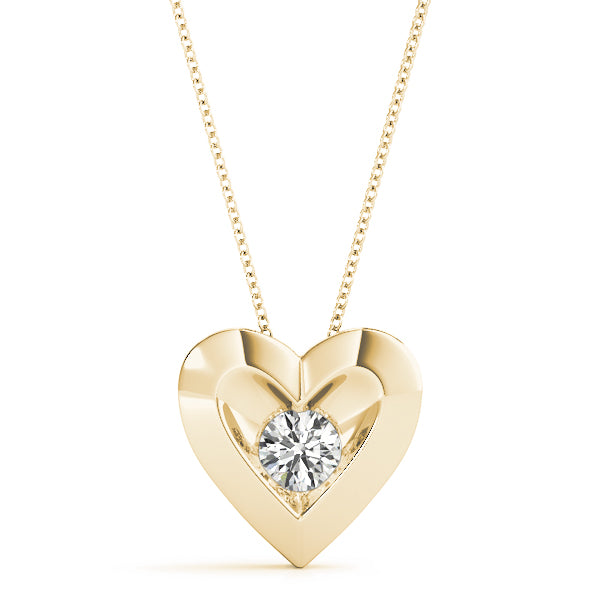0.10CT Diamond Heart Shape Pendant Necklace In 14K Gold