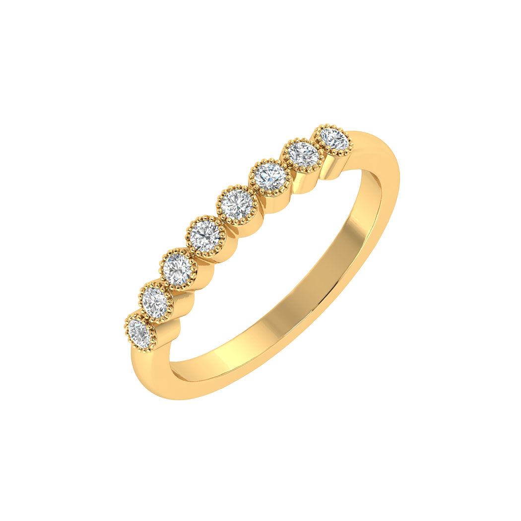 Wedding Band 14K Gold 0.25Ct Bezel Set Diamond Women Jewelry