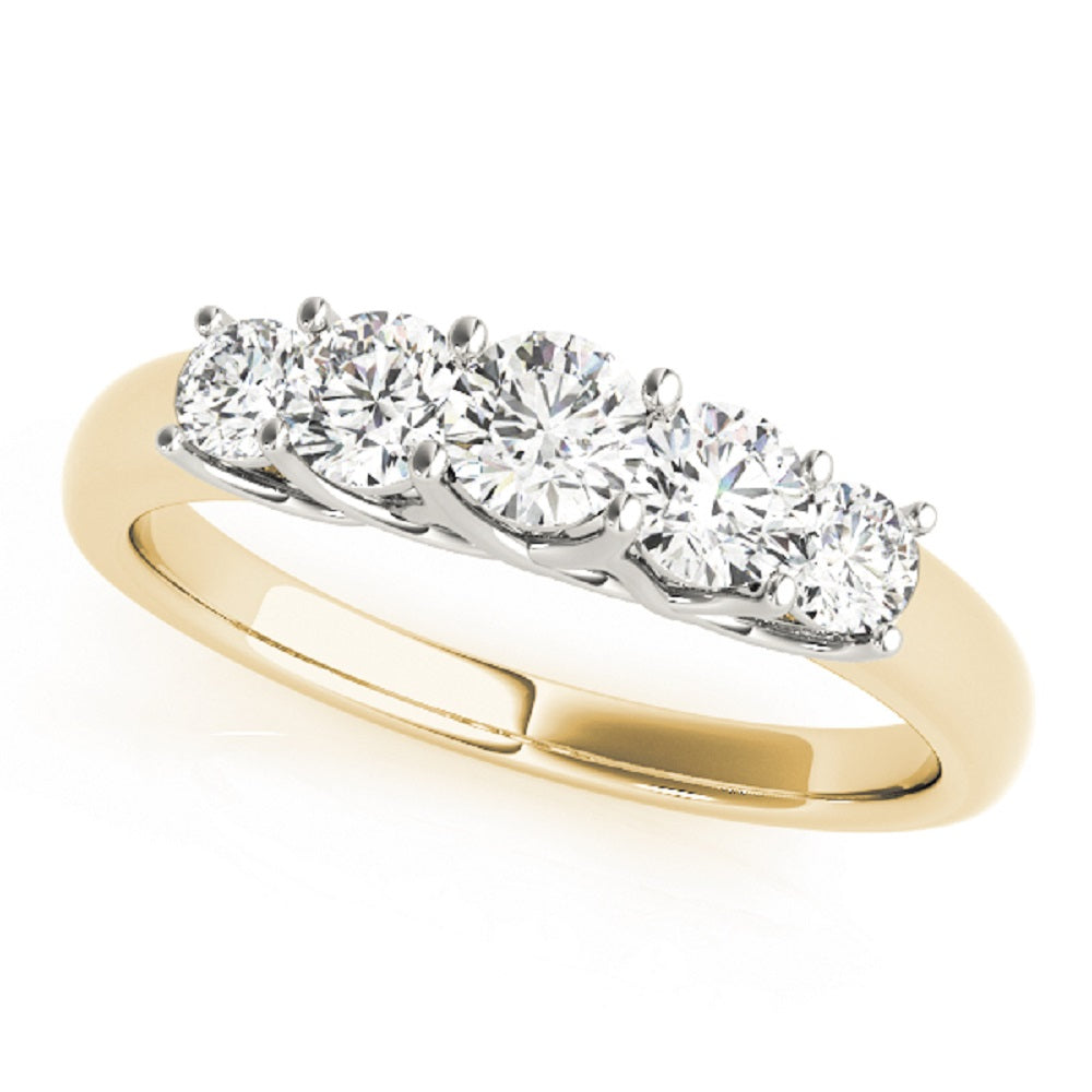 0.25 Ct 5-Stone Lab Grown Diamond Band Ring in 14K Yellow/ Rose & White  Gold