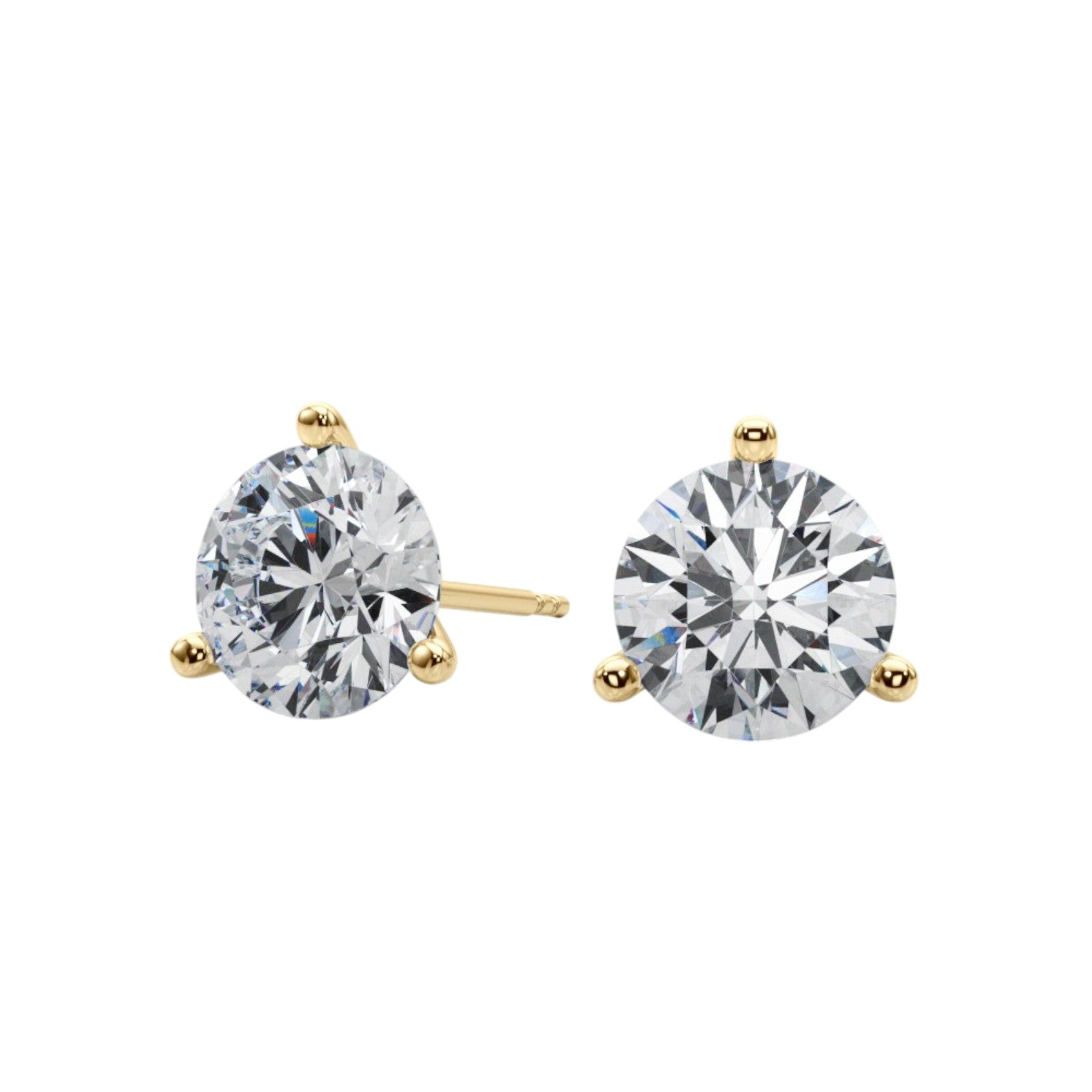 0.30 Carat Round Cut Diamond Martini Stud Earrings With Push Back In 14K White & Yellow Gold