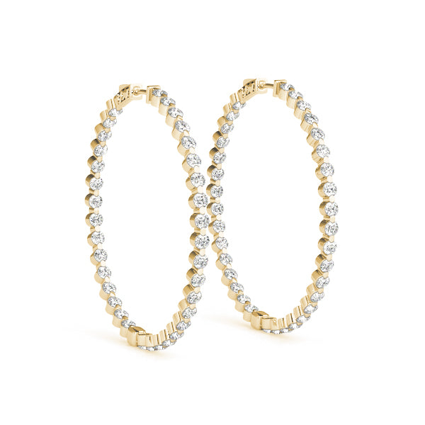 1.14CT Diamond 25mm Diameter Hoop Earrings In 14K Yellow Gold