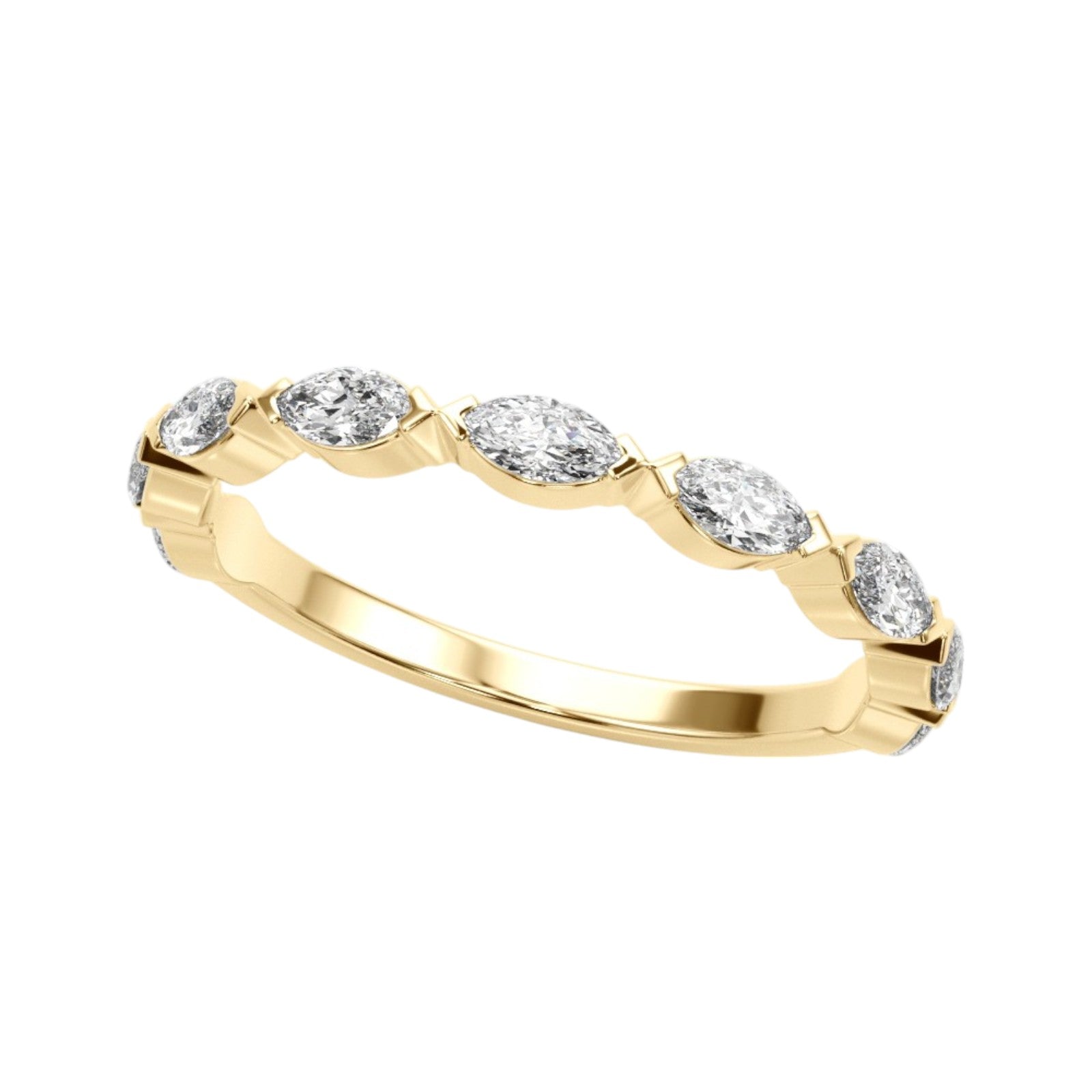 5/8 Carat Marquise Shape Brilliant Diamond Wedding Band In 10K Rose White & Yellow Gold