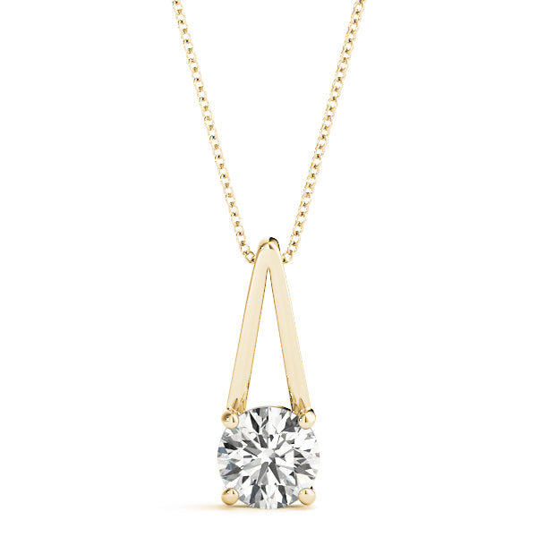 0.65CT FG/VVS1 Lab Grown Diamond 14K Gold Pendant Necklace With 18" Gold Plated 925 Sterling Silver Chain