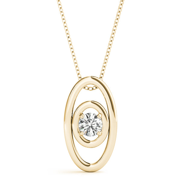 Pendant Necklace 14K Gold 0.10CT FG/VVS1 Lab Grown Diamond With Silver Chain
