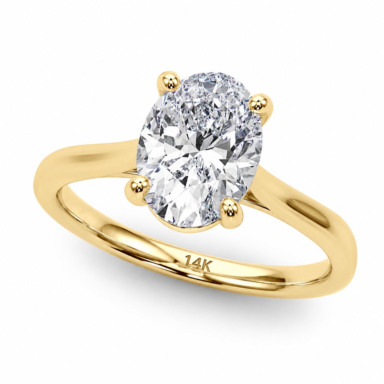 KohinoorGems 2.00Ct Oval Solitaire Engagement Rings In 14K Solid Gold Women Jewelry