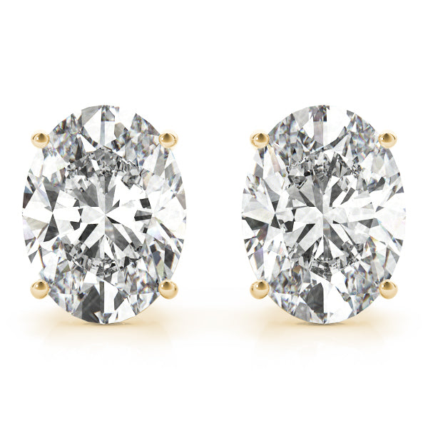 0.15Ct Oval Stud Earrings In 14K Solid Yellow White & Rose Gold