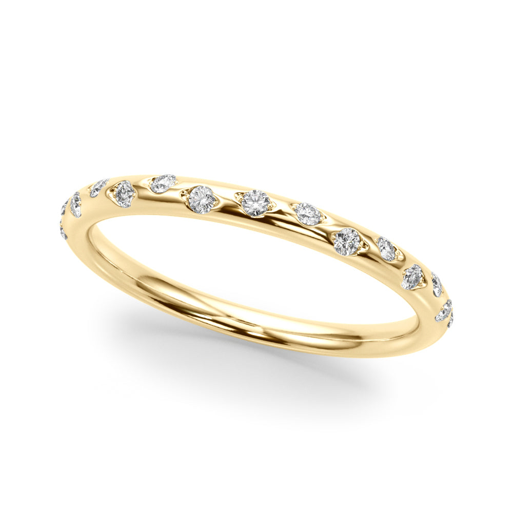 14K Gold 0.07 Ct FG/VVS1 Round Diamond Wedding Band
