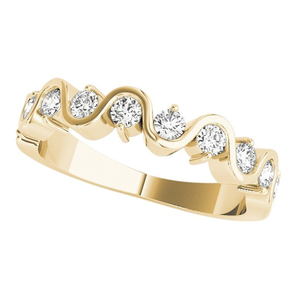 0.25 Ct Wavy Sparkle Diamond Band Ring in 14K Gold