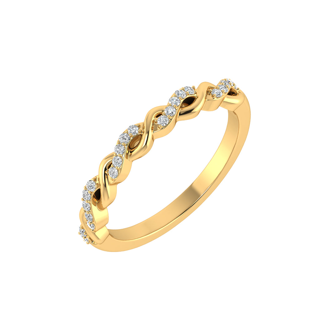 0.11Ct Diamond Twisted Infinity Ring in 14K Solid Gold for Women