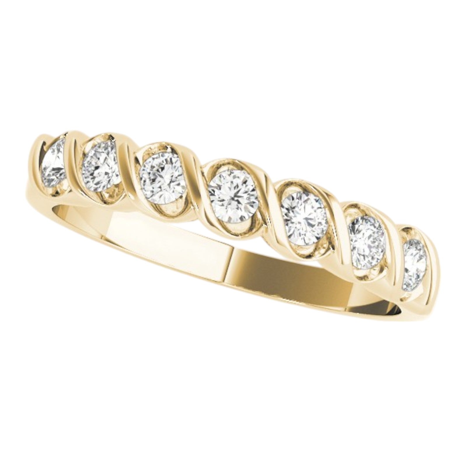 0.25 Ct Twisted Band Diamond Ring in 14K Gold