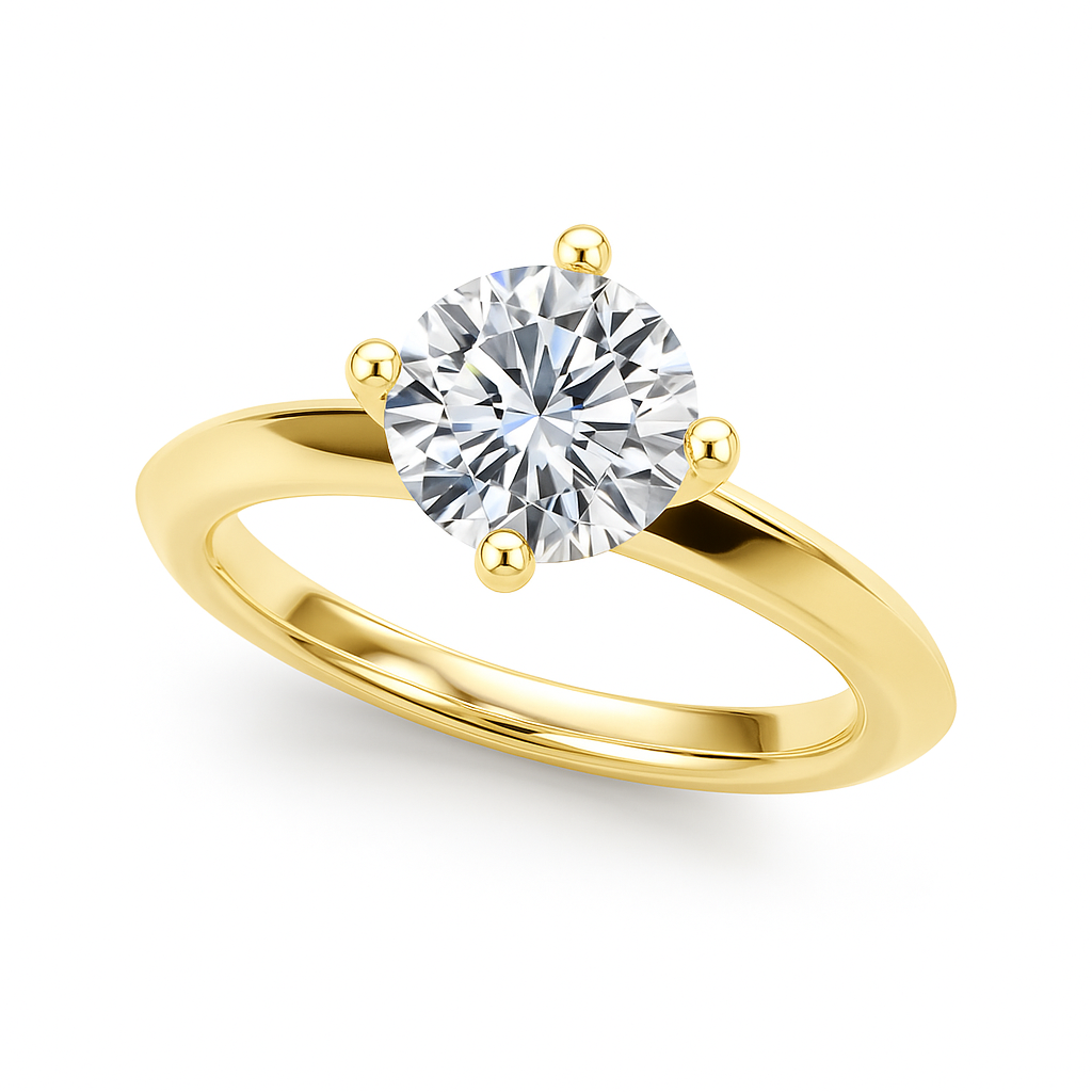 1/2 Ct Brilliant Diamond Solitaire Engagement Ring In 14K Gold