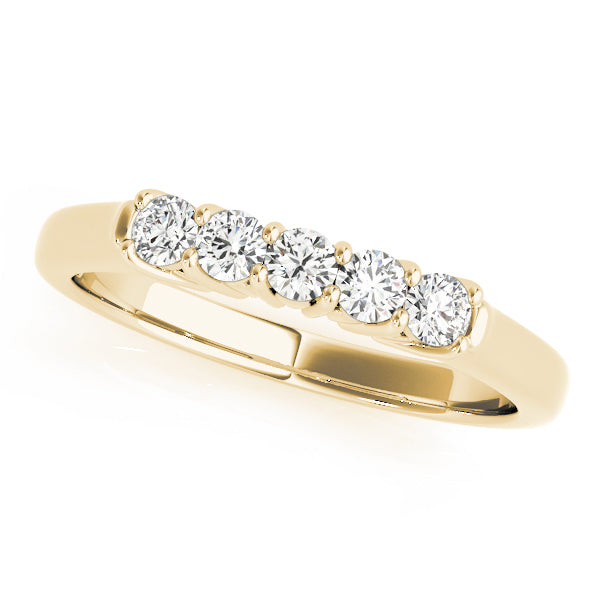 0.50 Ct Lab-Grown/ Natural Diamond 5 Stone Wedding Band Ring in 14K Rose/ White & Yellow Gold